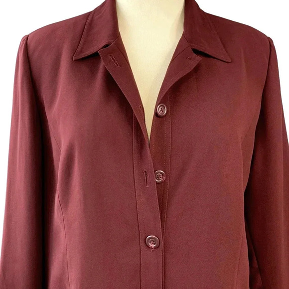 Maggie Barnes Vintage Long Sleeve Button Down Shirt Jacket Size 20W Burgundy - Picture 4 of 16